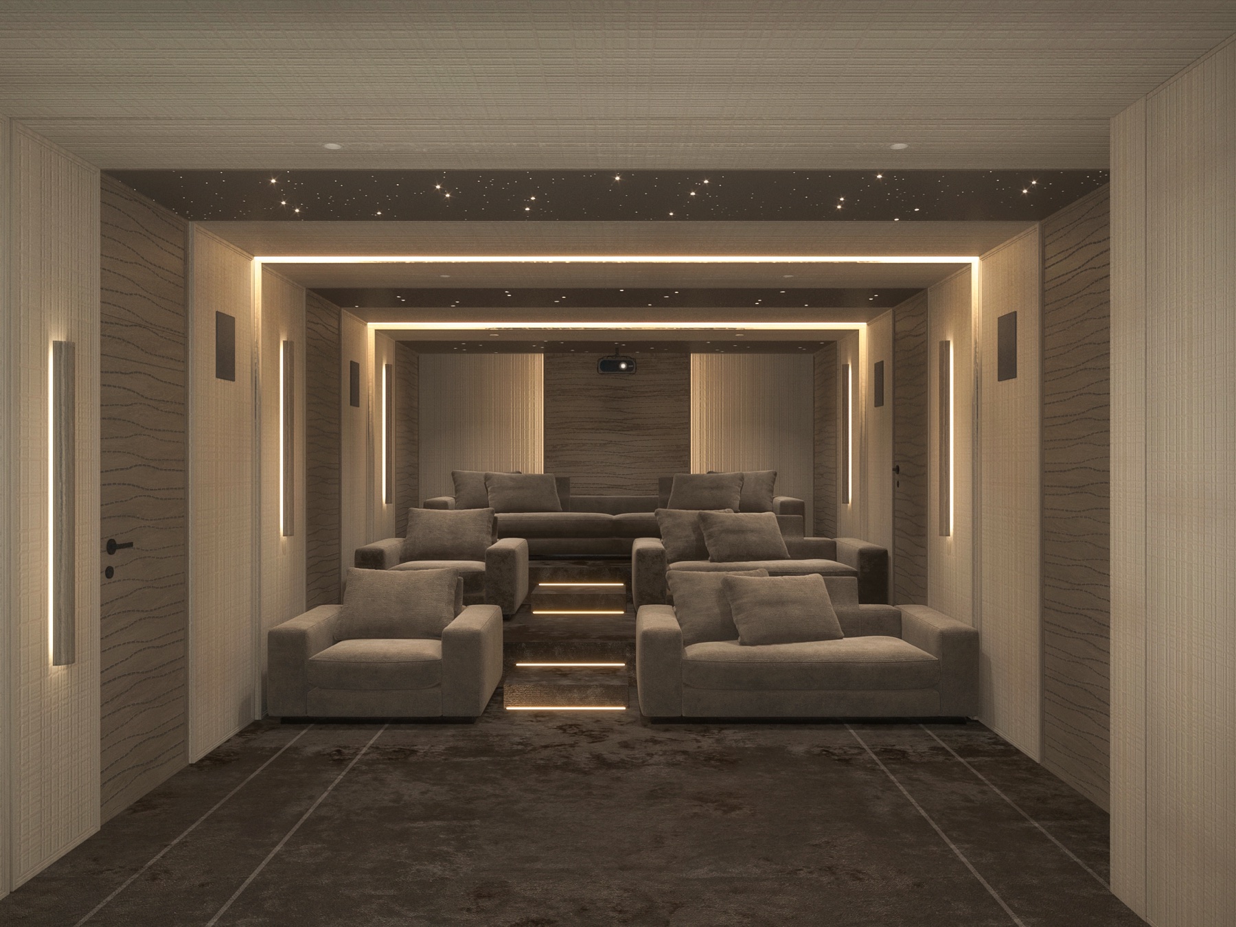Sundials villa basement cinema room render